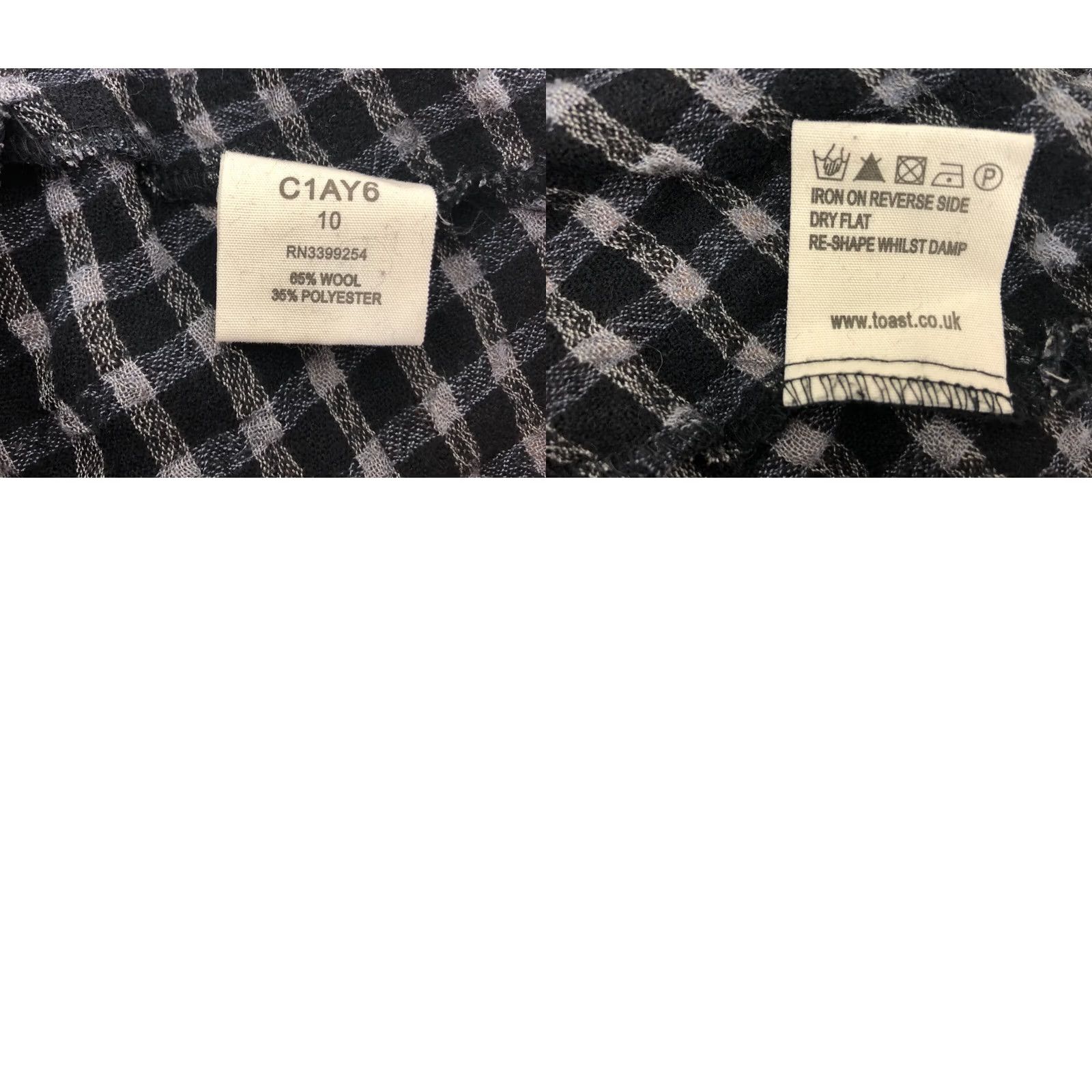 Vintage Toast Wool Blend Pencil Dress Women Size 10 Black Check V-Neck Short Sleeve Dolman Sleeve Knee Length Casual Dress Size L / US 10 / IT 46 - 8 Thumbnail