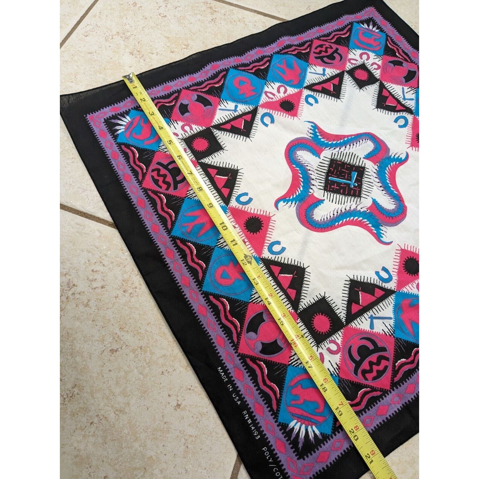 Other Vtg Tribal Bandana Native Southwestern USA Handkerchief 21" Size ONE SIZE - 3 Thumbnail