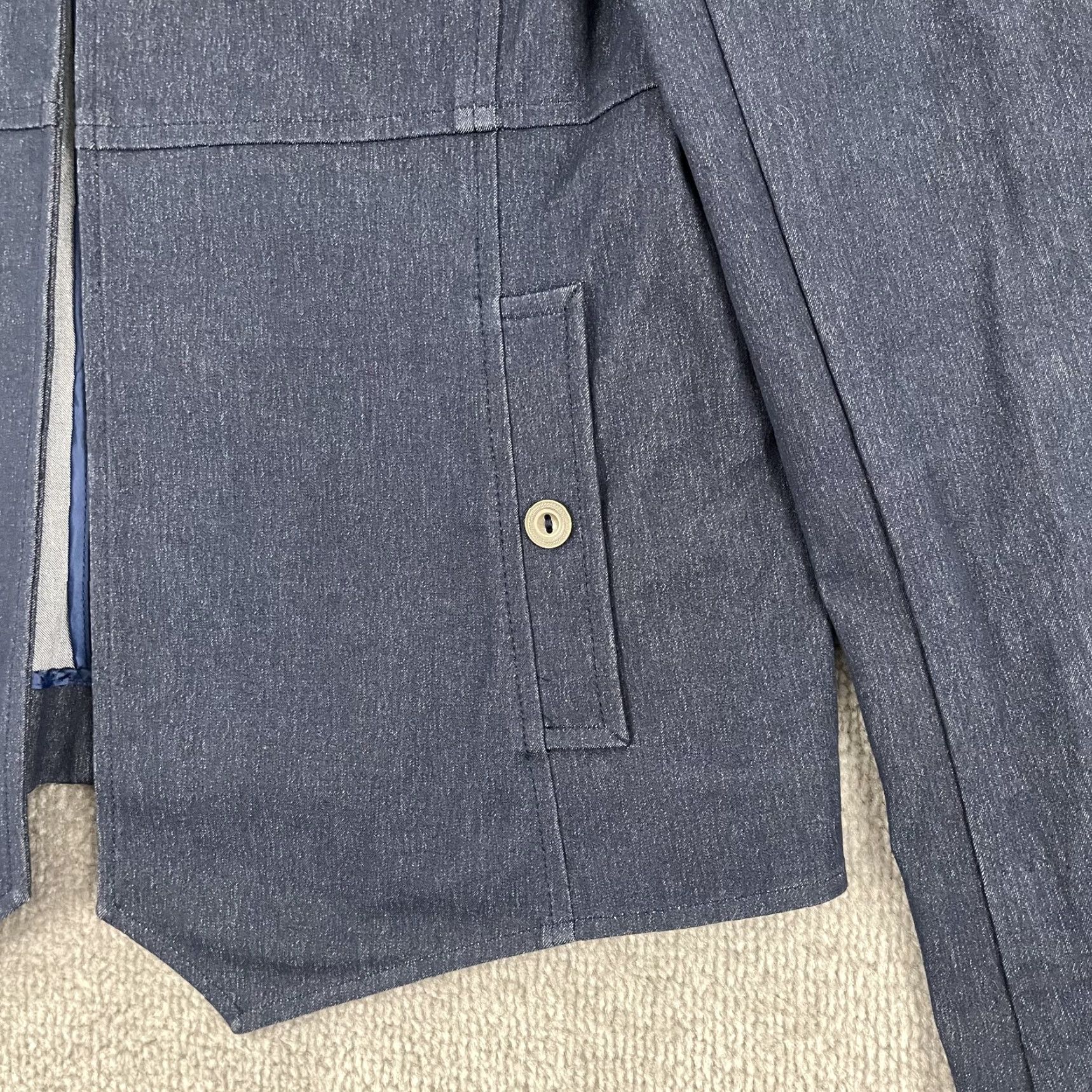 Vintage Nina Mclemore Jacket Blazer Women Size 10 Blue Chambray Stretch Denim Open Front Size L / US 10 / IT 46 - 7 Thumbnail