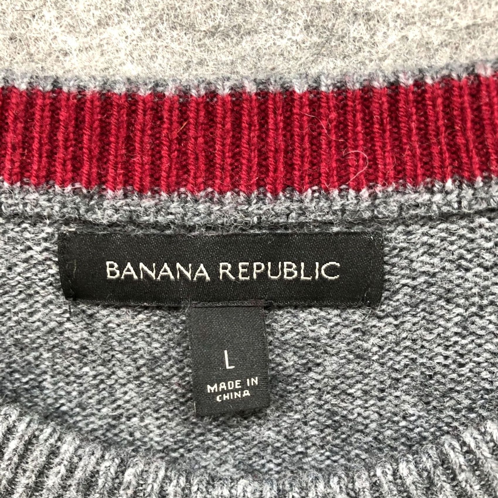 Banana Republic Banana Republic Merino Wool Blend Sweater Mens L Gray Crewneck Colorblock Knit Pullover Size US L / EU 52-54 / 3 - 5 Thumbnail