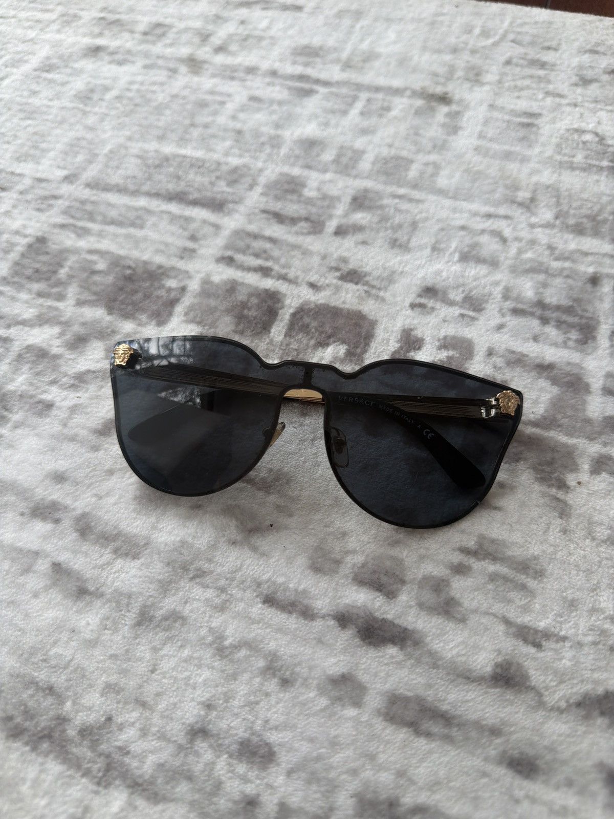 Versace Medusa Rimless Cat Eye Sunglasses Black Gold, Women's