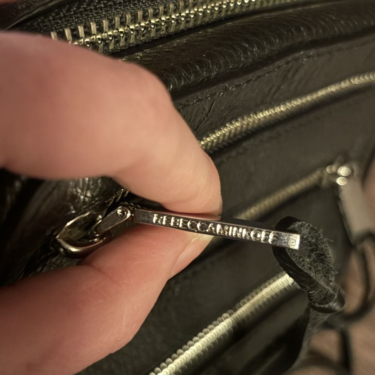 Rebecca Minkoff Rebecca Minkoff Black Pebbled Leather 4 Zip Moto Bag Size ONE SIZE - 8 Thumbnail