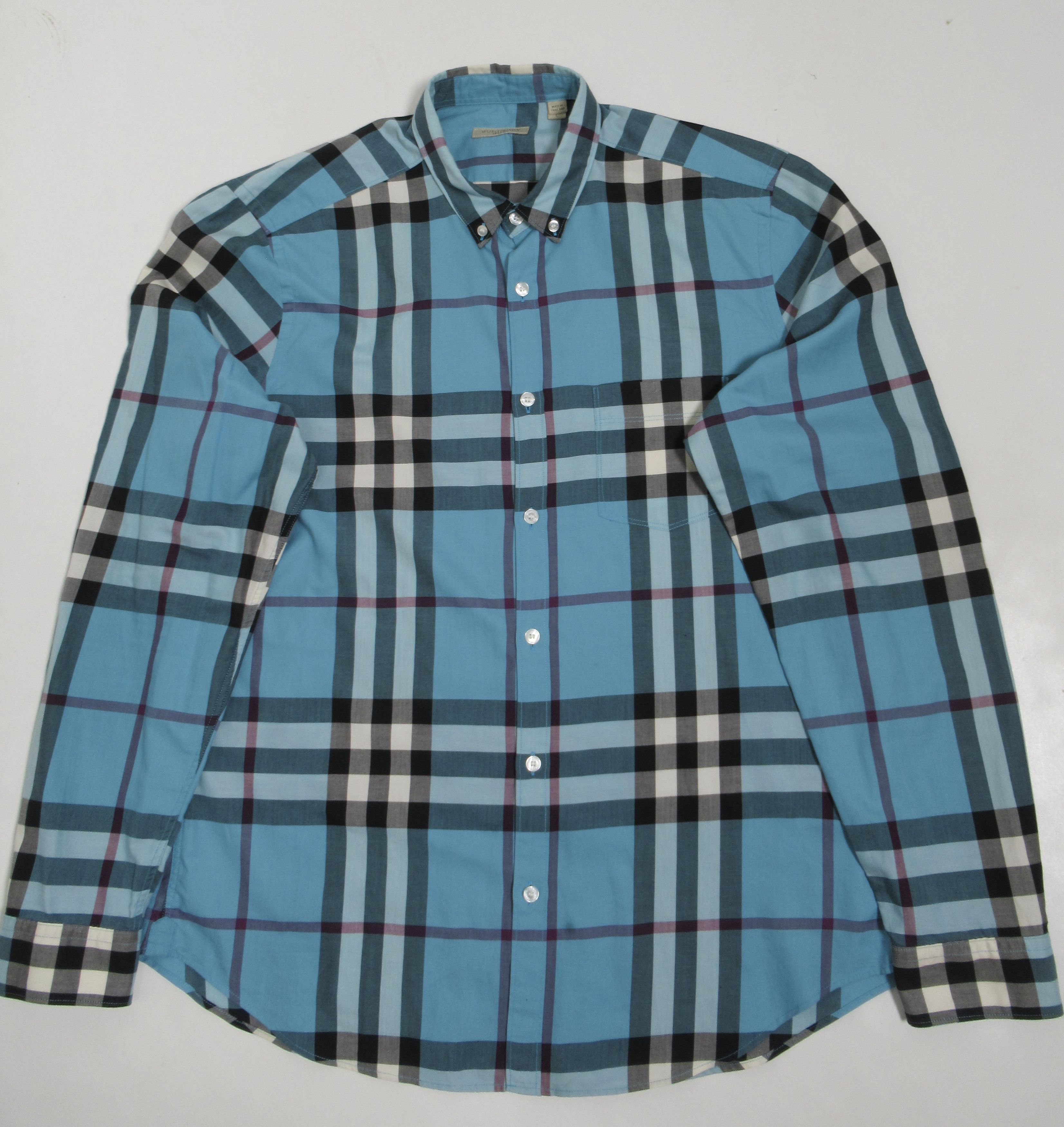 Burberry Burberry Brit Men s Check Button Down Shirt Pale Blue Grailed