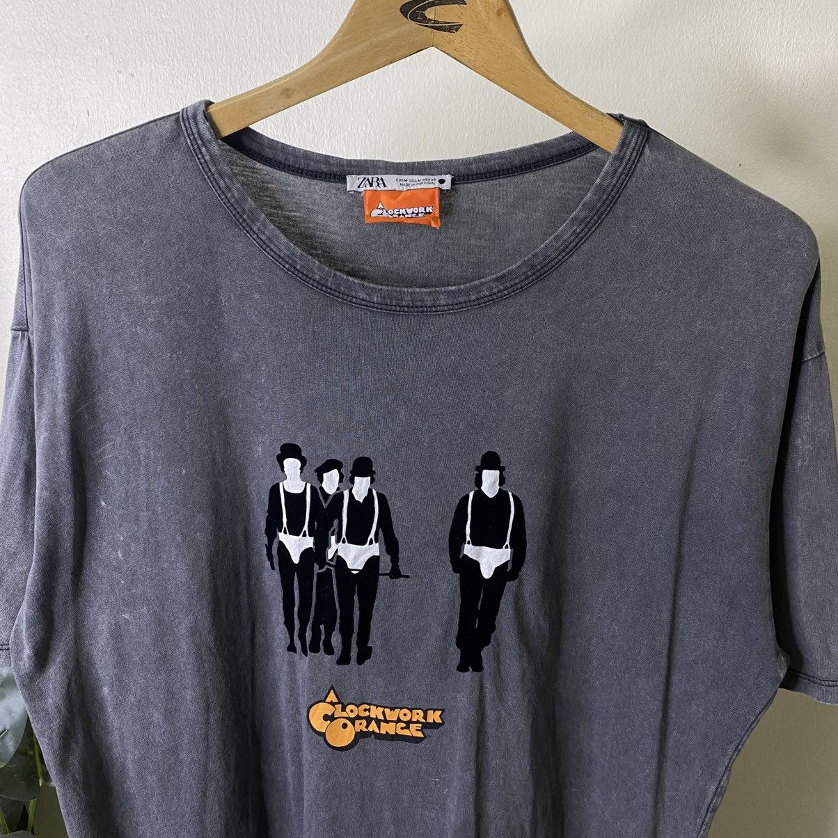 Zara Stanley Kubrick Film Clockwork Orange Grey Stone Washed Tee Size US L / EU 52-54 / 3 - 2 Thumbnail