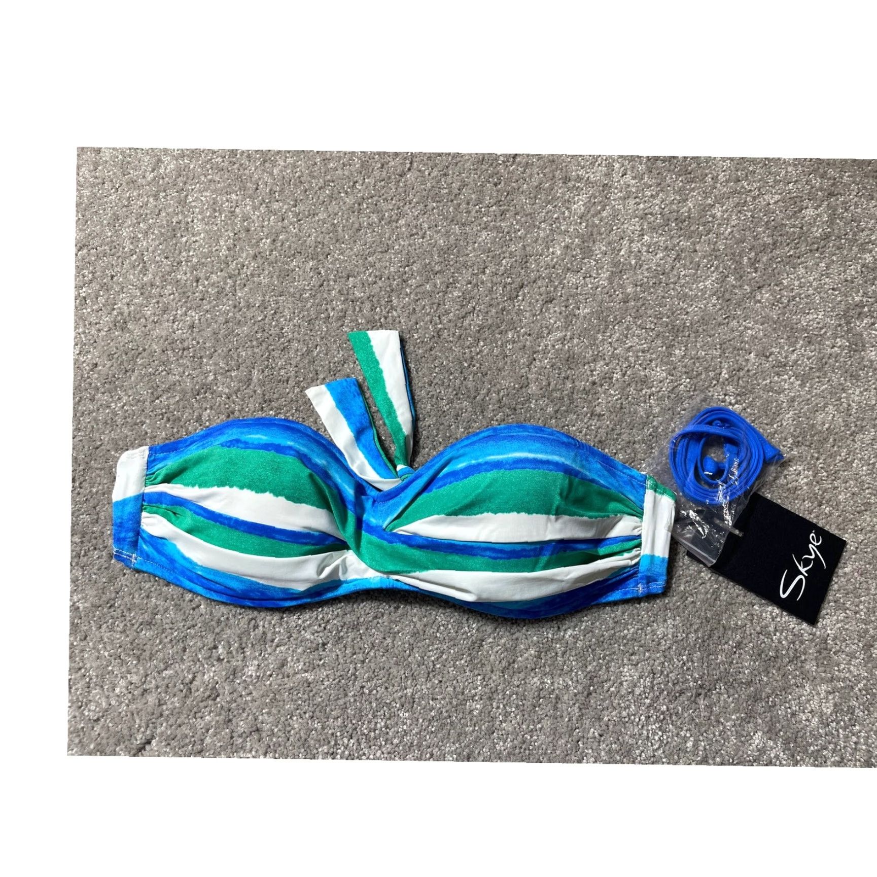 Vintage VINTAGE Skye Swim Bikini Top S Small Retro 60s 70s Coastal Chic Boho Beachy Vacation Surf Womens Blue Top Size S / US 4 / IT 40 - 2 Thumbnail
