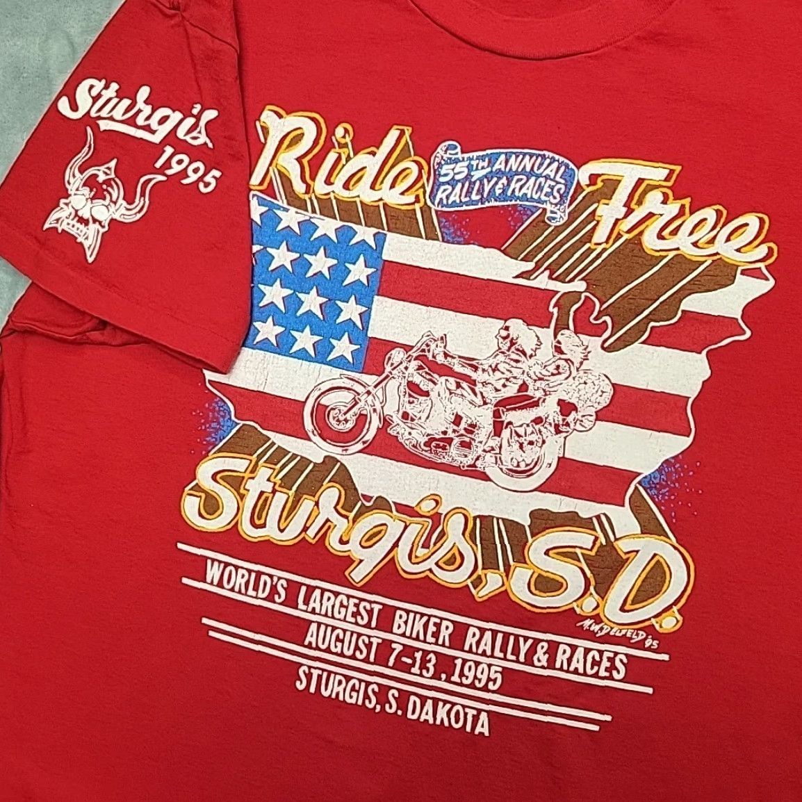 Vintage VINTAGE Sturgis Shirt Mens XL Red 1995 55Th Biker Rally South Dakota Made in USA Shirt Mens XL Red 1995 55Th Biker Rally South Dakota Made in USA Size US XL / EU 56 / 4 - 6 Thumbnail