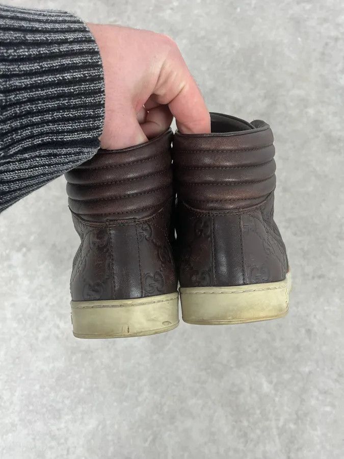 Gucci 2000s Gucci Brown Signature Monogrammed Leather High Sneakers Size US 7 / EU 40 - 6 Thumbnail
