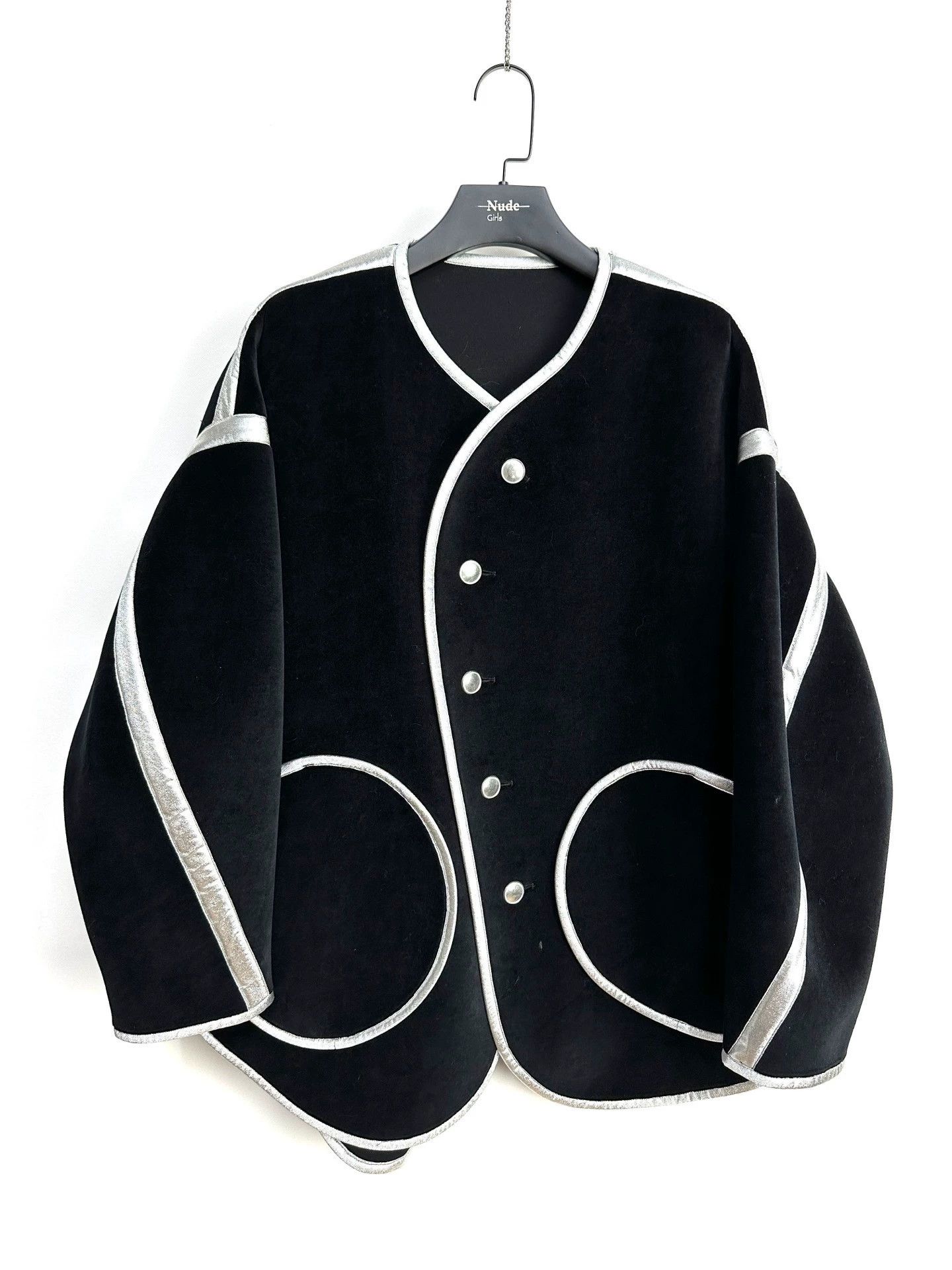 Sulvam Silver Edge Space Cotton Arched Silver Button Cardigan L Size US L / EU 52-54 / 3 - 1 Thumbnail