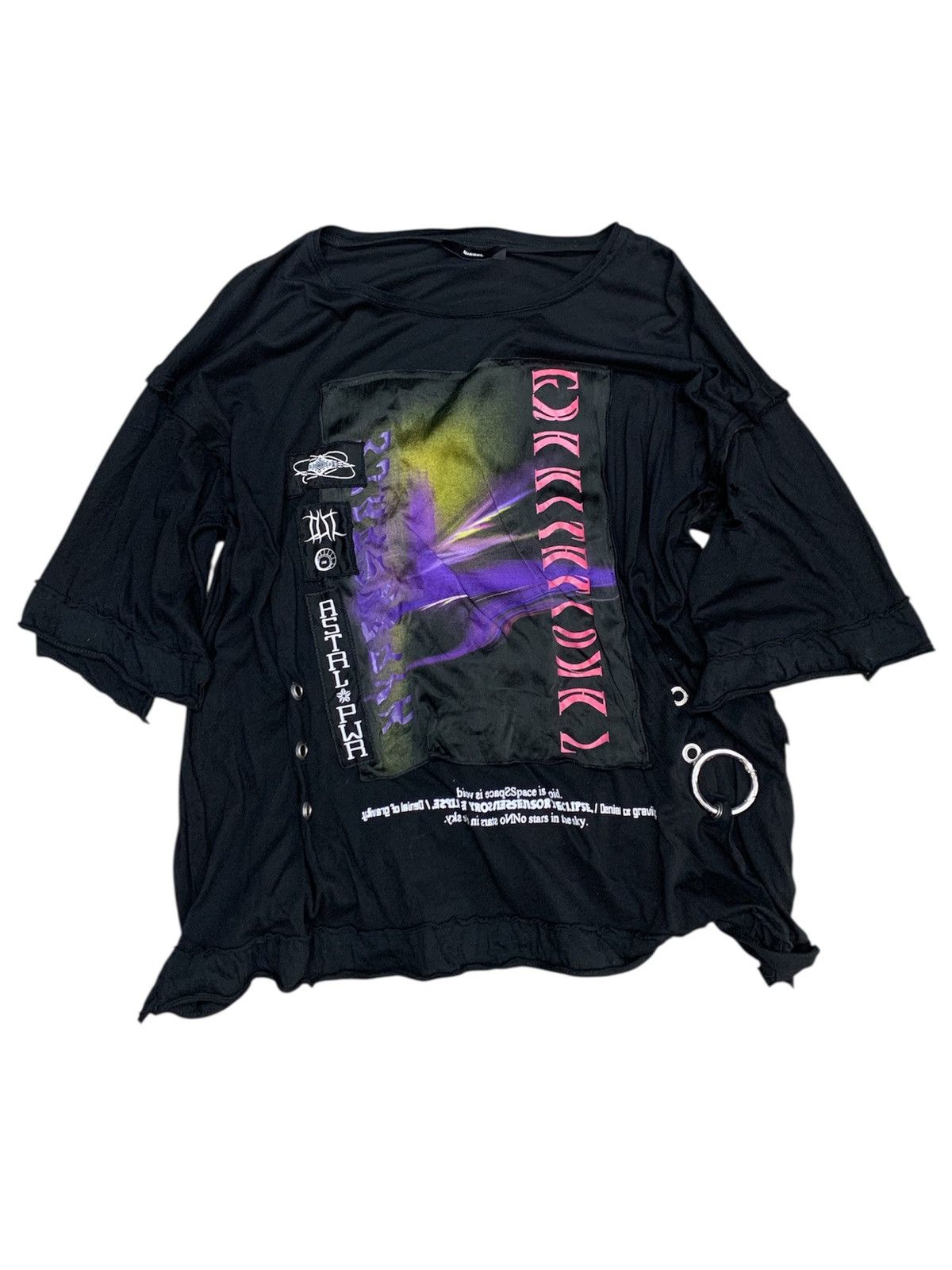 Designer × Diesel distressed diesel tees black ring Size L / US 10 / IT 46 - 1 Thumbnail