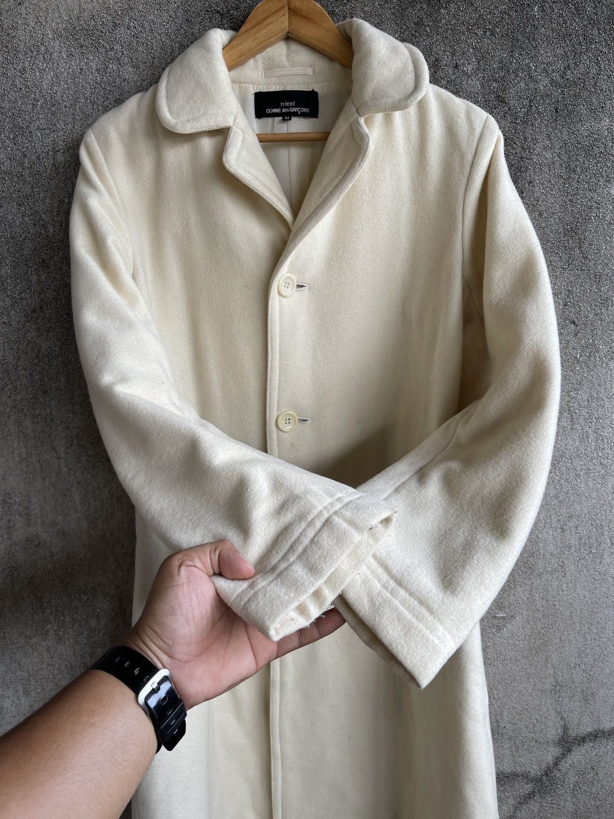 Comme des Garcons Rarest🔥Vtg Comme Des Garcon Tricot Wool Trench Coat Jacket Size US M / EU 48-50 / 2 - 9 Thumbnail