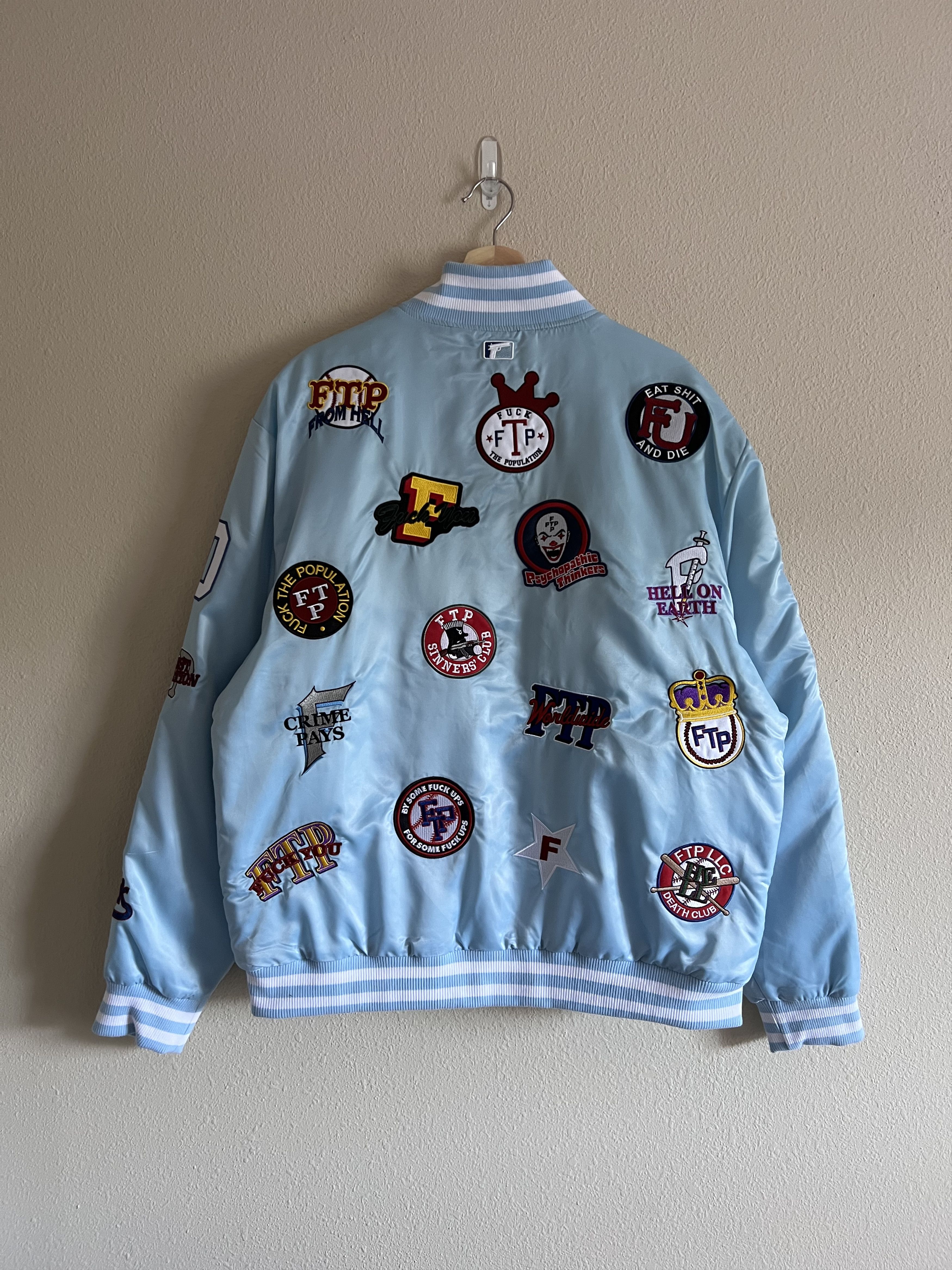 Fuck The Population FTP League Varsity Jacket in Light Blue Size US XL / EU 56 / 4 - 5 Thumbnail