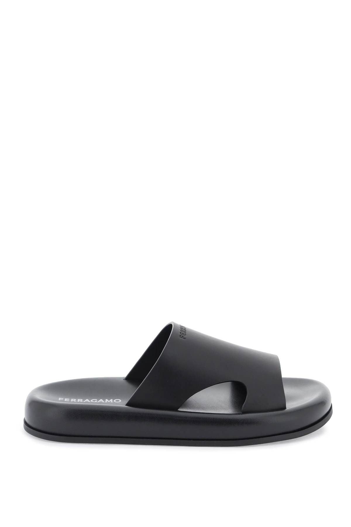 image of Salvatore Ferragamo Ferragamo Cut-Out Slides in Nero, Men's (Size 8)