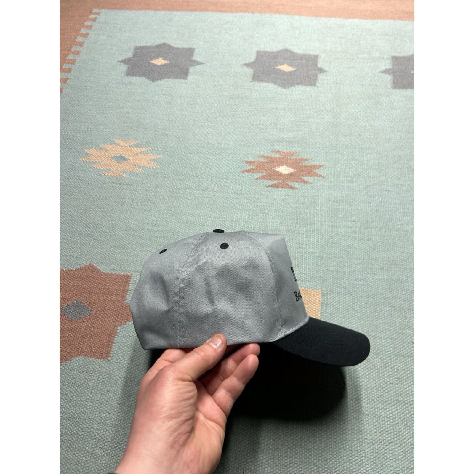Vintage VINTAGE SnapBack Hat Cap Turner Bean & Grain Inc Farm Feed Gray Black Adjustable Men Adjustable Hat Black Snapback Mens Size ONE SIZE - 8 Thumbnail