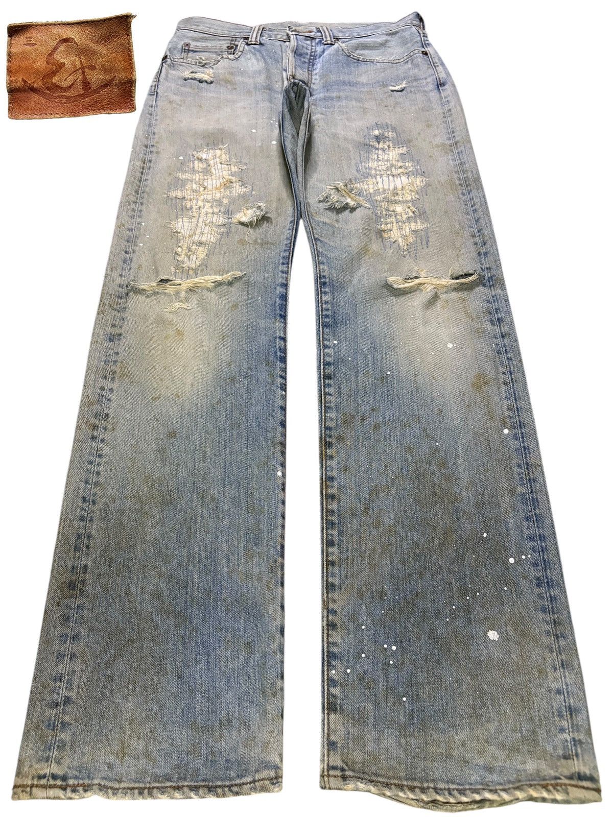 Eternal × Japanese Brand Vintage Eternal Button Fly Mud Wash Painted Distressed Jeans Size US 30 / EU 46 - 1 Thumbnail
