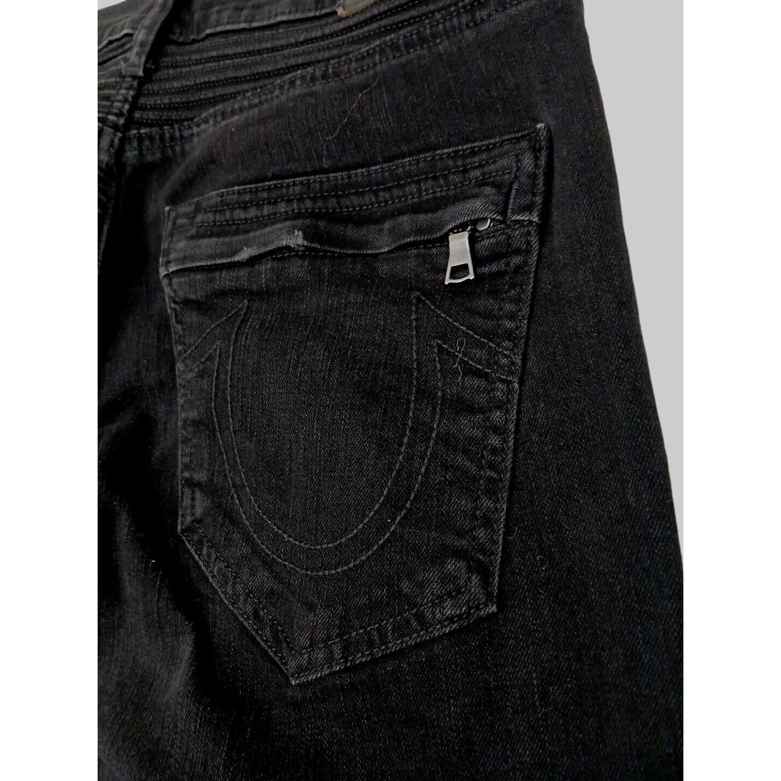 True Religion True Religion ROCCO MOTO Relaxed Skinny Jeans Sz 32 Black Size US 32 / EU 48 - 12 Thumbnail