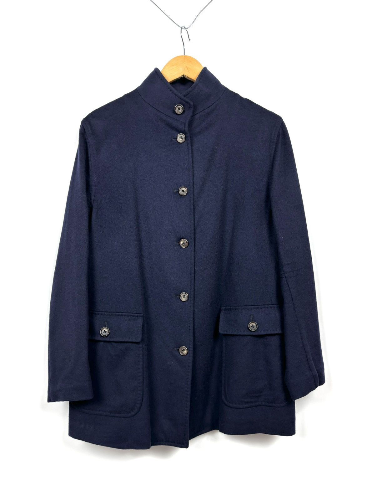 Loro Piana Loro Piana Cashmere&Wool Navy Coat Size L / US 10 / IT 46 - 1 Thumbnail