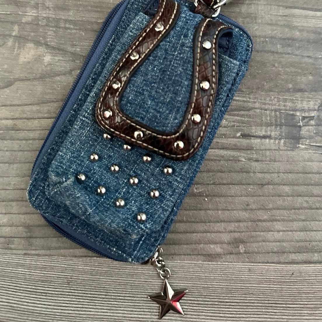 Other no brand denim flip phone wallet keychain Size ONE SIZE - 2 Thumbnail