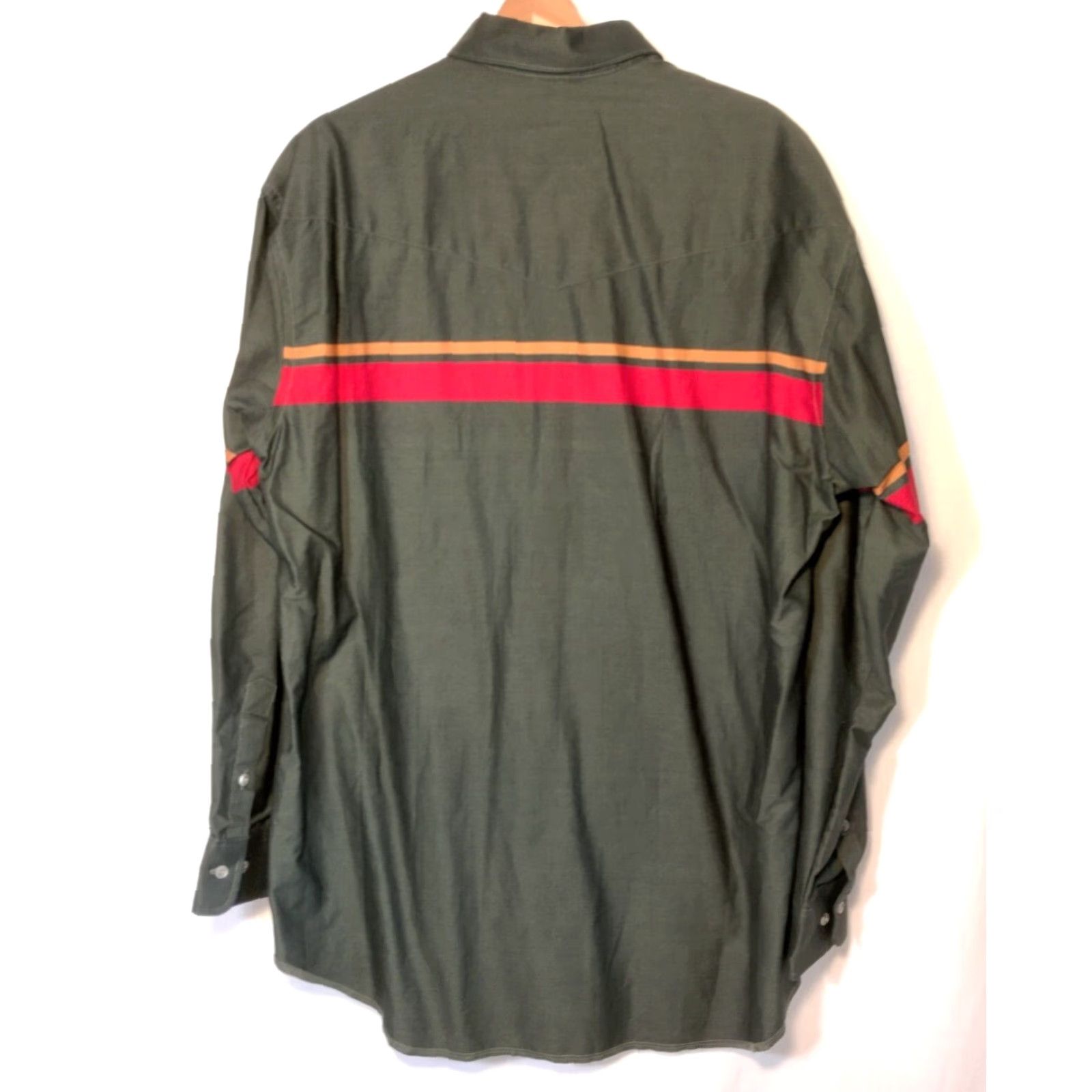 Wrangler VINTAGE Wrangler Western Shirt 17x35 Button-Down Green Stripe Cotton Woven Men Cowboy 1990s Rancher Irregular NOS Shirt Size US XL / EU 56 / 4 - 3 Thumbnail