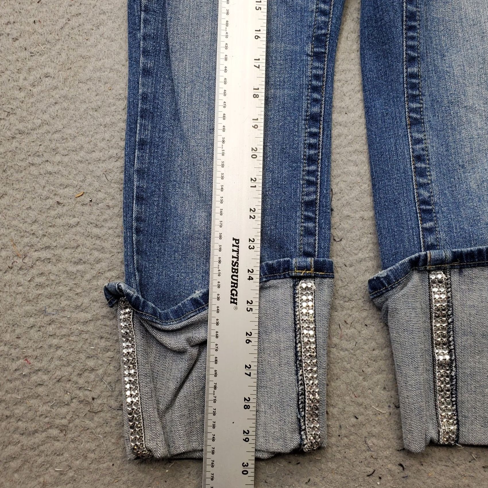 Vintage Bisou Bisou Jeans Women 8 Blue Denim Stretch Medium Wash Ankle Cuff Straight Leg Womens Size 8 Blue Denim Jeans Size 30" / US 8 / IT 44 - 3 Thumbnail
