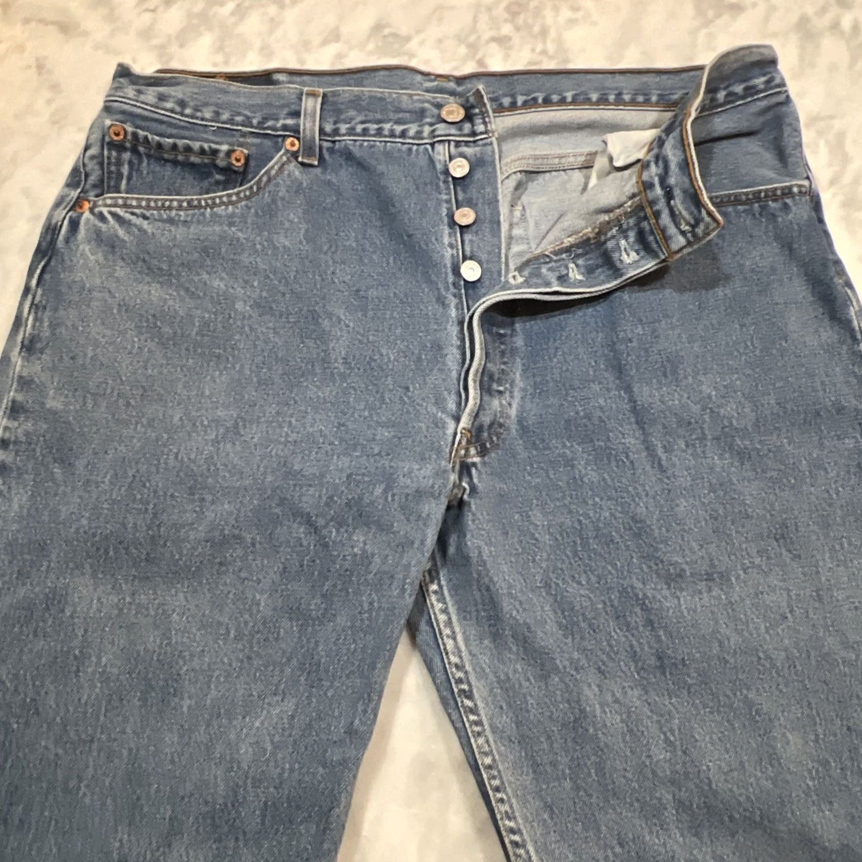 Levi's VINTAGE Levi's 501 Jeans Men Regular Fit Stamp Button Fly Blue 90s USA 38x34 33x34 (Adjusted to include key details) Size US 36 / EU 52 - 4 Thumbnail