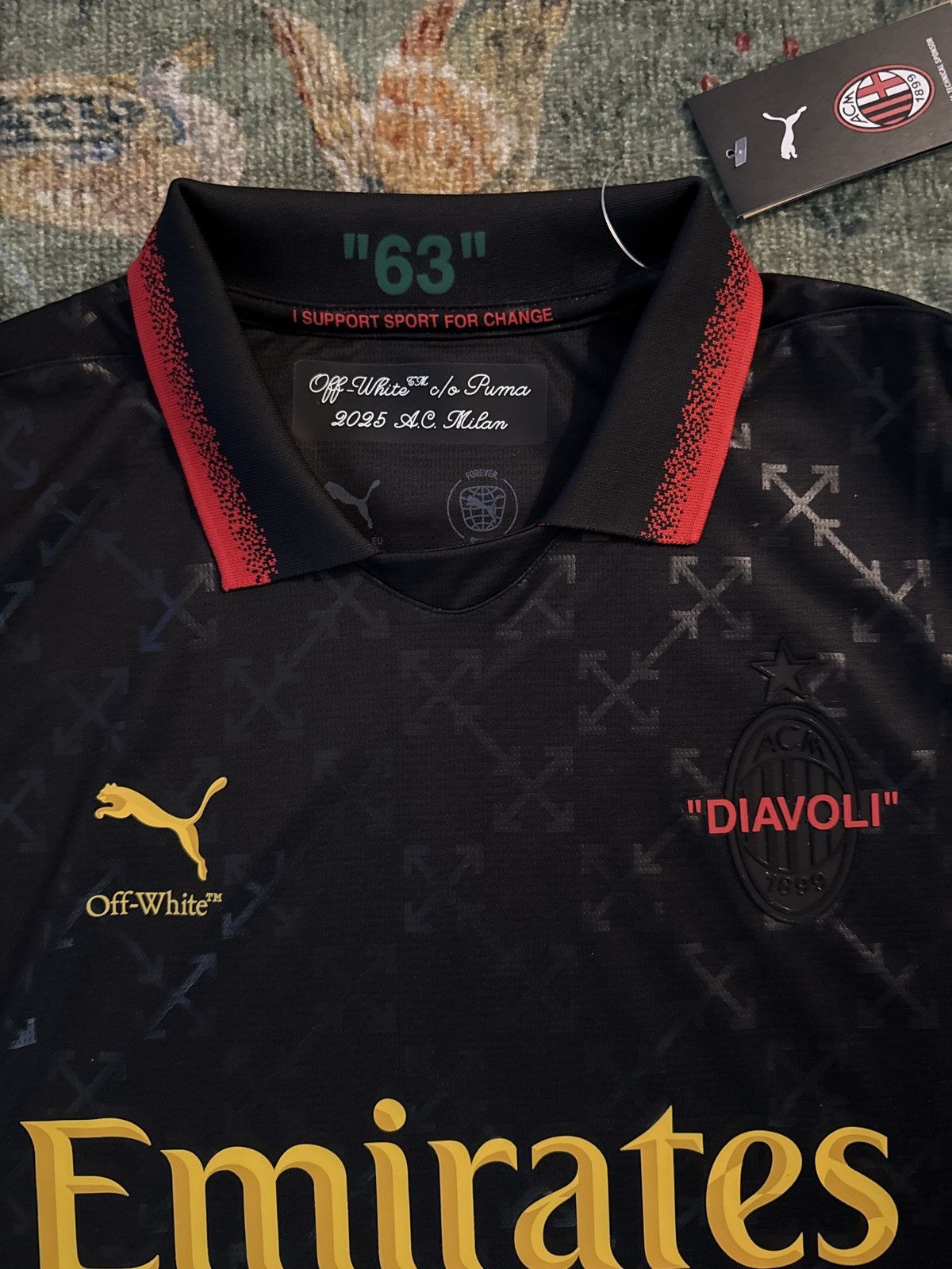Off-White OFF-WHITE x Puma AC Milan Replica Jersey Black Size US S / EU 44-46 / 1 - 3 Thumbnail