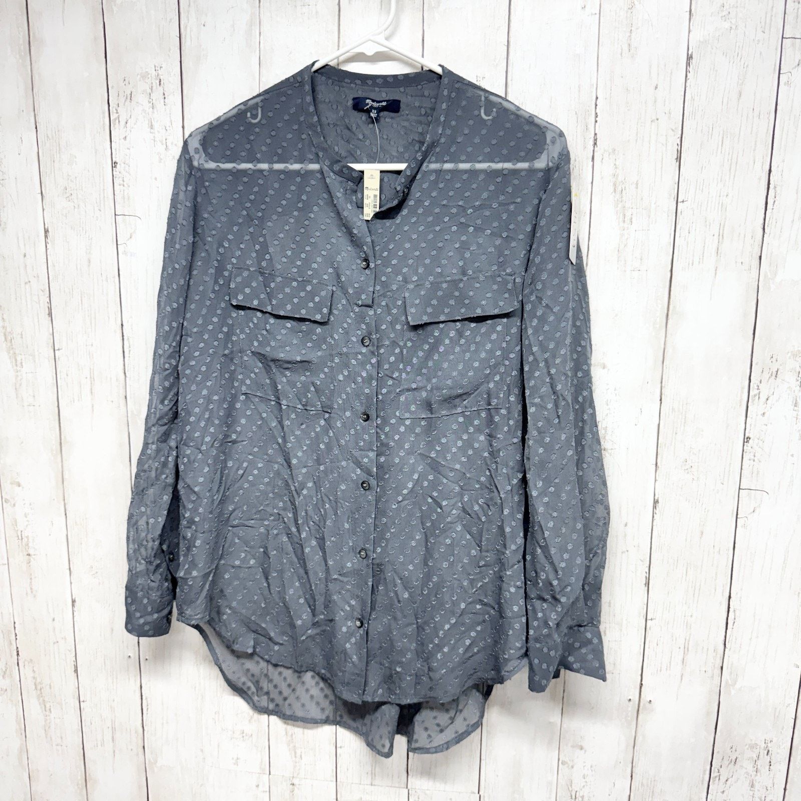 Madewell Madewell Top Sz XS Polka Dot Sheer Long Sleeve Button Blouse Size XS / US 0-2 / IT 36-38 - 1 Thumbnail