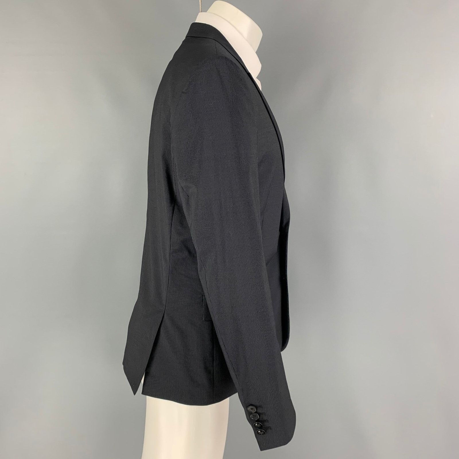 The Kooples Size 40 Navy Pinstripe Wool Peak Lapel Sport Coat Size 40R - 2 Thumbnail