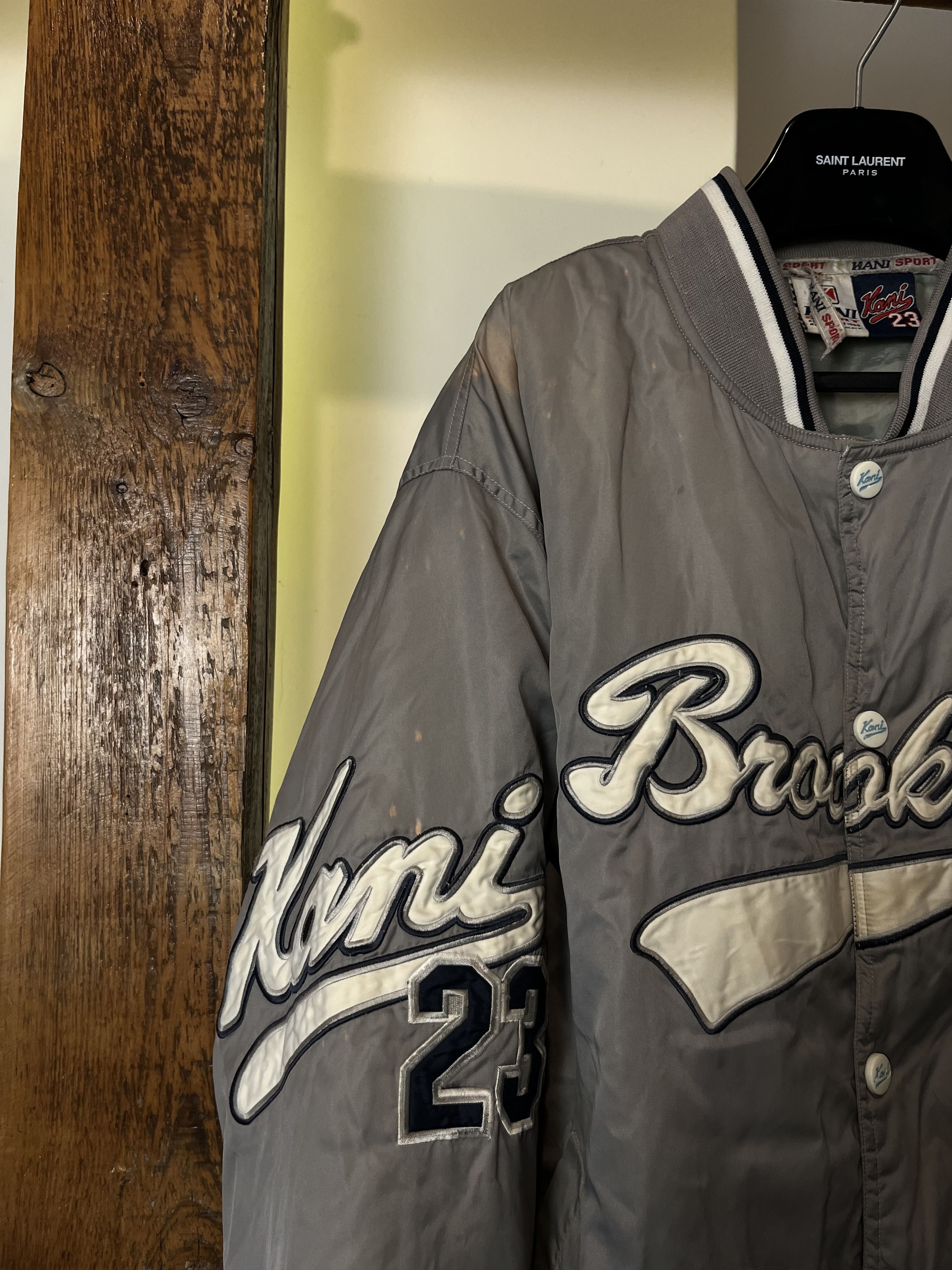 Karl Kani × Vintage Karl Kani 23 Brooklyn Vintage Navy Bomber Jacket Big Logo Size US L / EU 52-54 / 3 - 3 Thumbnail