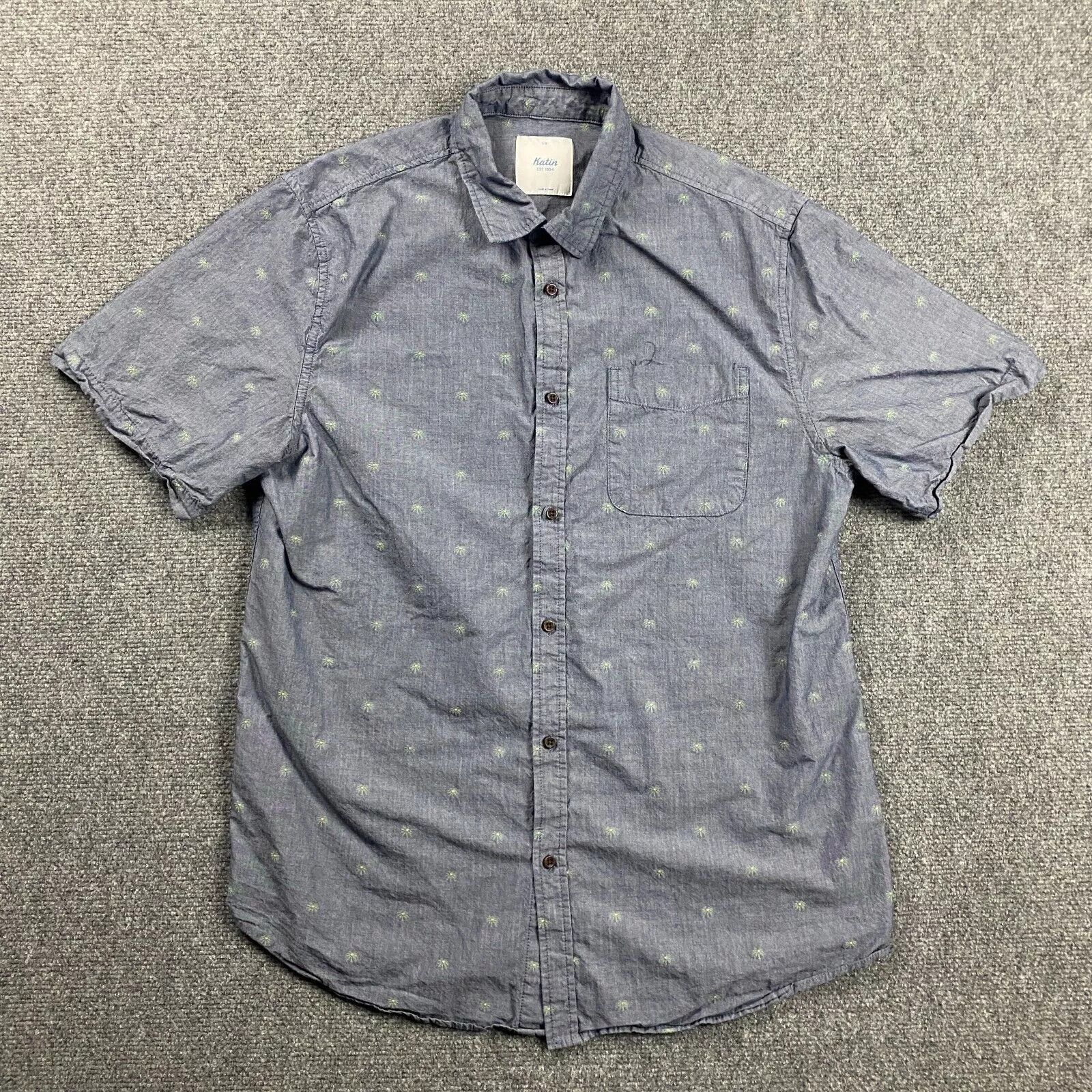 Katin Katin Shirt Mens Large Button Up Palm Trees Short Sleeve Size US L / EU 52-54 / 3 - 1 Thumbnail