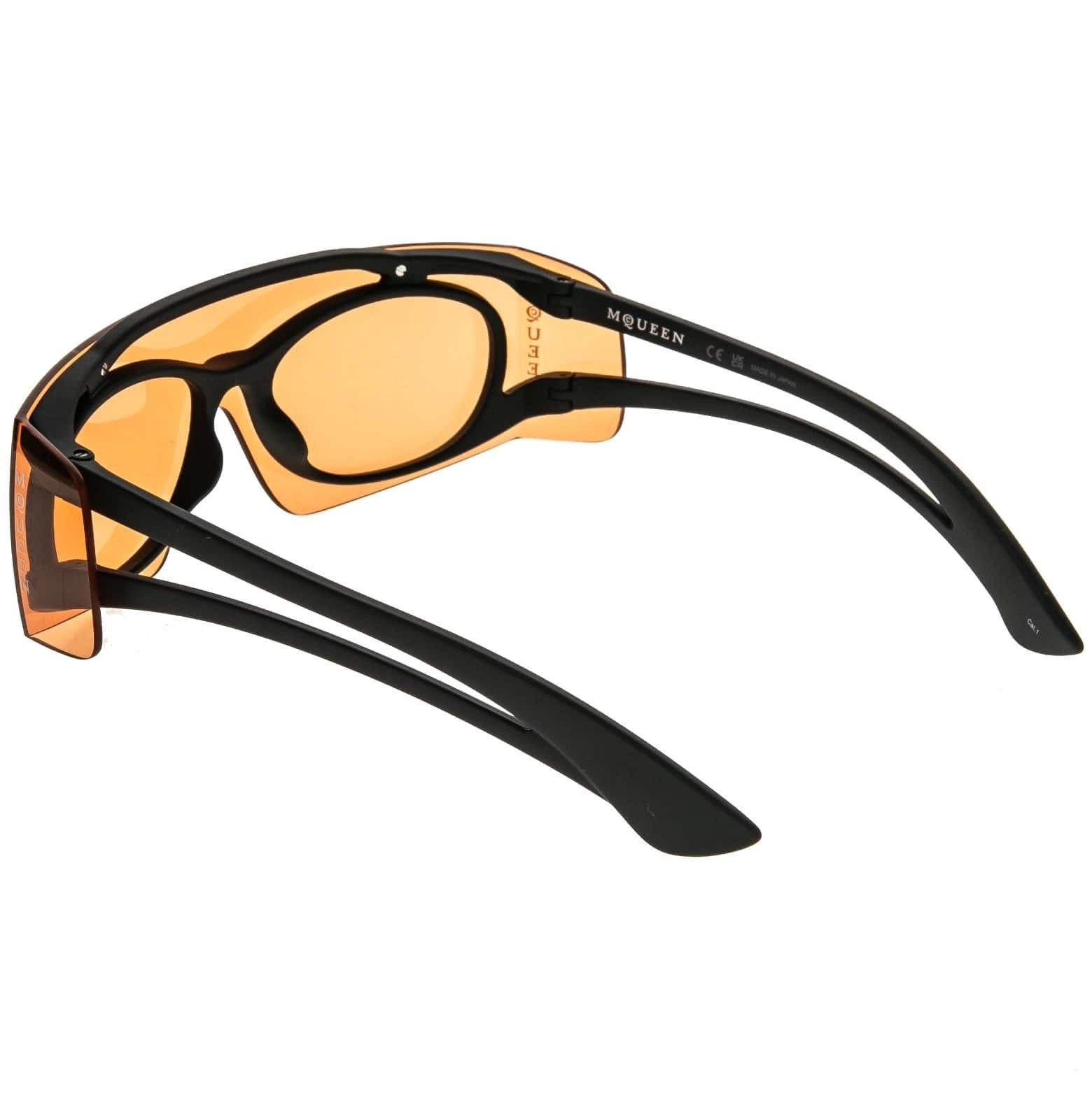 Alexander McQueen ALEXANDER MCQUEEN AM0489S 0489 Black Orange Mask Fashion 003 Size ONE SIZE - 4 Thumbnail