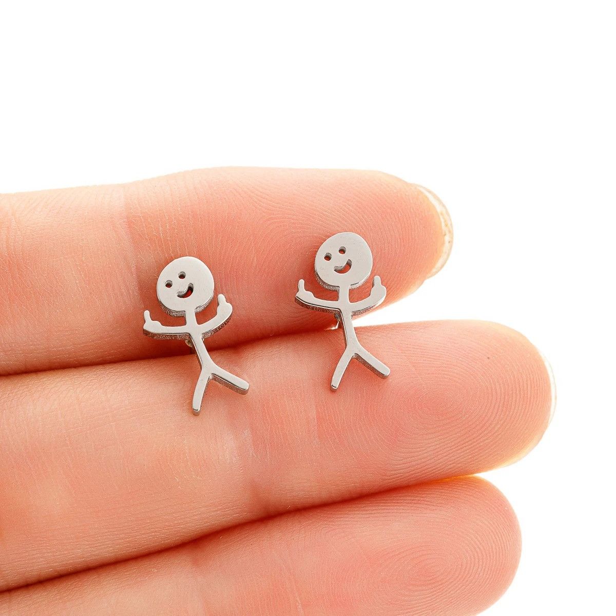 Jewelry Funny Middle Finger Stud Earrings Charm Earring Gift Size ONE SIZE - 1 Thumbnail