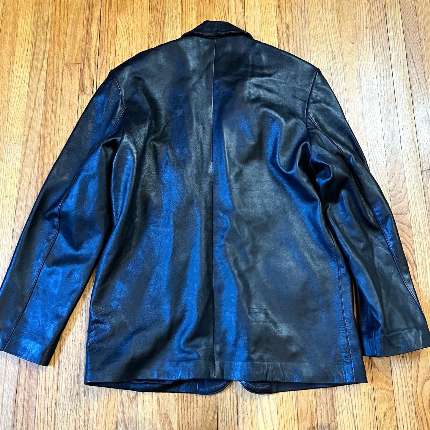 Vintage Arshad Leather Coat Womens Large Long Italy Jacket Button Black Leather Jacket L Womens Black Arshad Motorcycle Coat Size L / US 10 / IT 46 - 3 Thumbnail