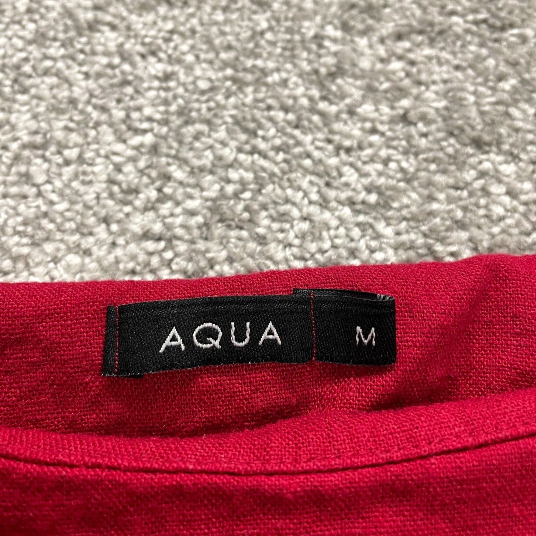 AQUA Aqua Blouse Shirt Womens M Red Short Sleeve Casual Knit Viscose Logo Classic Designer Size M / US 6-8 / IT 42-44 - 7 Thumbnail