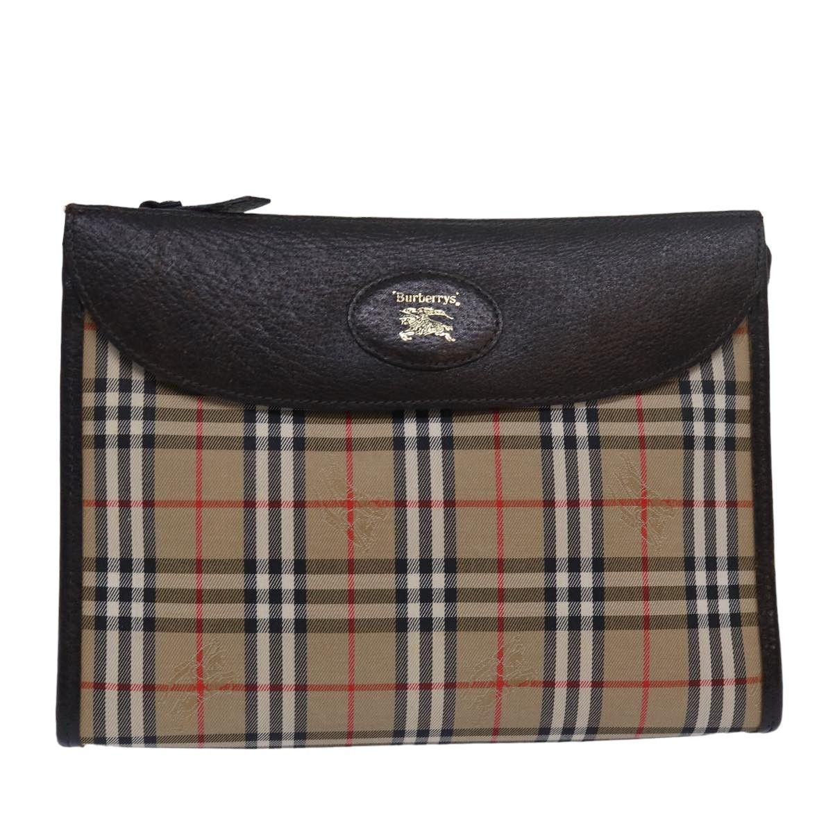 Burberry Nova Check Beige Canvas Clutch Bag (Pre-Owned) Size ONE SIZE - 1 Thumbnail