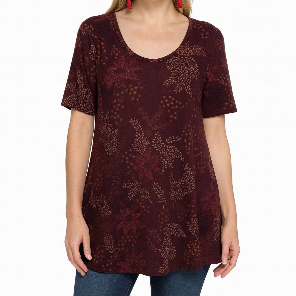Other LuLaRoe Floral Perfect Tee Women’s Small – Purple Short Slee Size S / US 4 / IT 40 - 2 Thumbnail