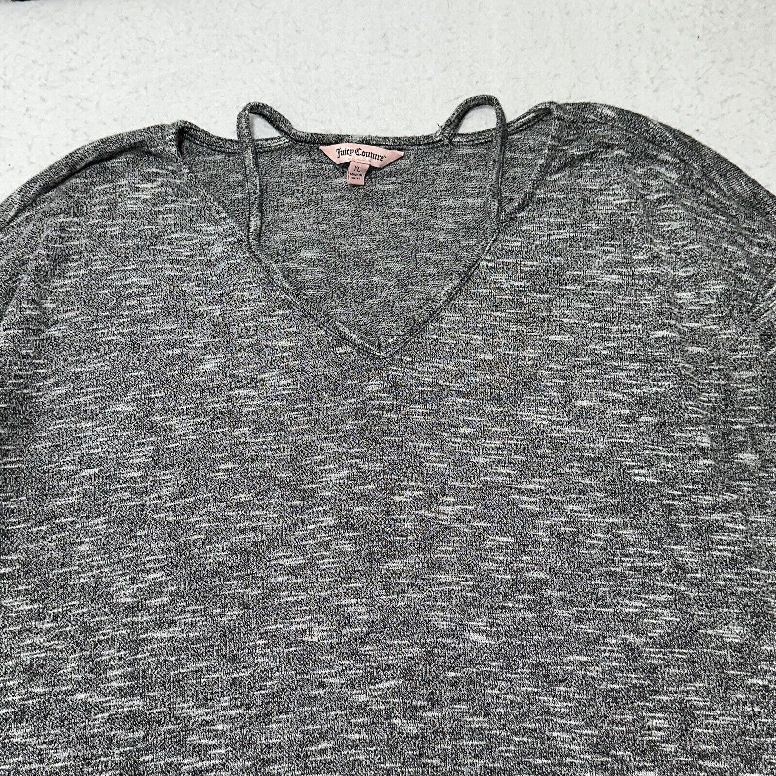 Juicy Couture Juicy Couture XL VNeck Knit Sweater Long Sleeve Heather Gray Size XL / US 12-14 / IT 48-50 - 2 Thumbnail