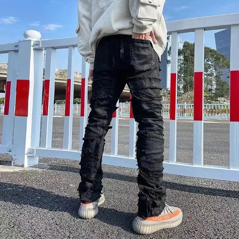 Japanese Brand × Jean Destruction Waxed Jeans y2k retro trousers Size US 32 / EU 48 - 4 Thumbnail