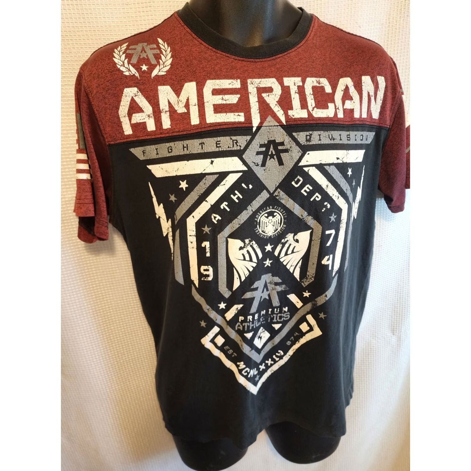 Vintage VINTAGE American Fighter Shirt Mens M Red Men Size Big Logo Double Sided Short Sleeve Size US M / EU 48-50 / 2 - 3 Thumbnail
