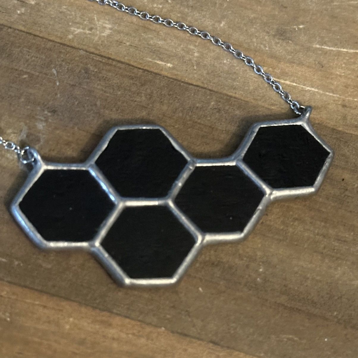 Other Stained glass silver tone honey comb necklace Size ONE SIZE - 5 Thumbnail