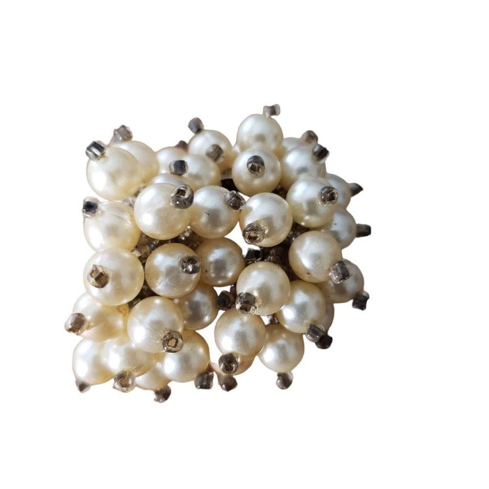 Designer Simulated Pearl Double Row Beaded Bracelet with Clip Earring Size ONE SIZE - 5 Thumbnail