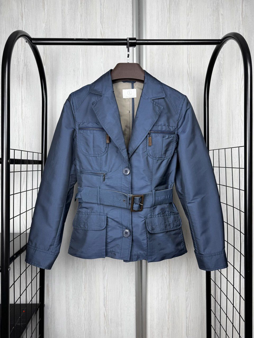Bogner Sonia Bogner Shimmer Blue belted jacket coat chinese sz 10 Size L / US 10 / IT 46 - 1 Thumbnail