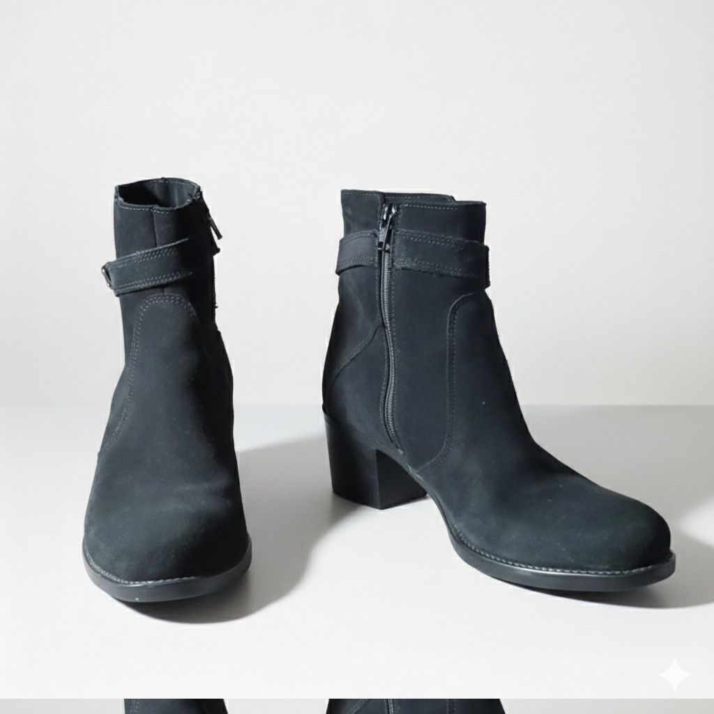 Other La Canadienne Size 8 Vera Gomma Booties Black Suede Leather Size US 8 / IT 38 - 1 Thumbnail