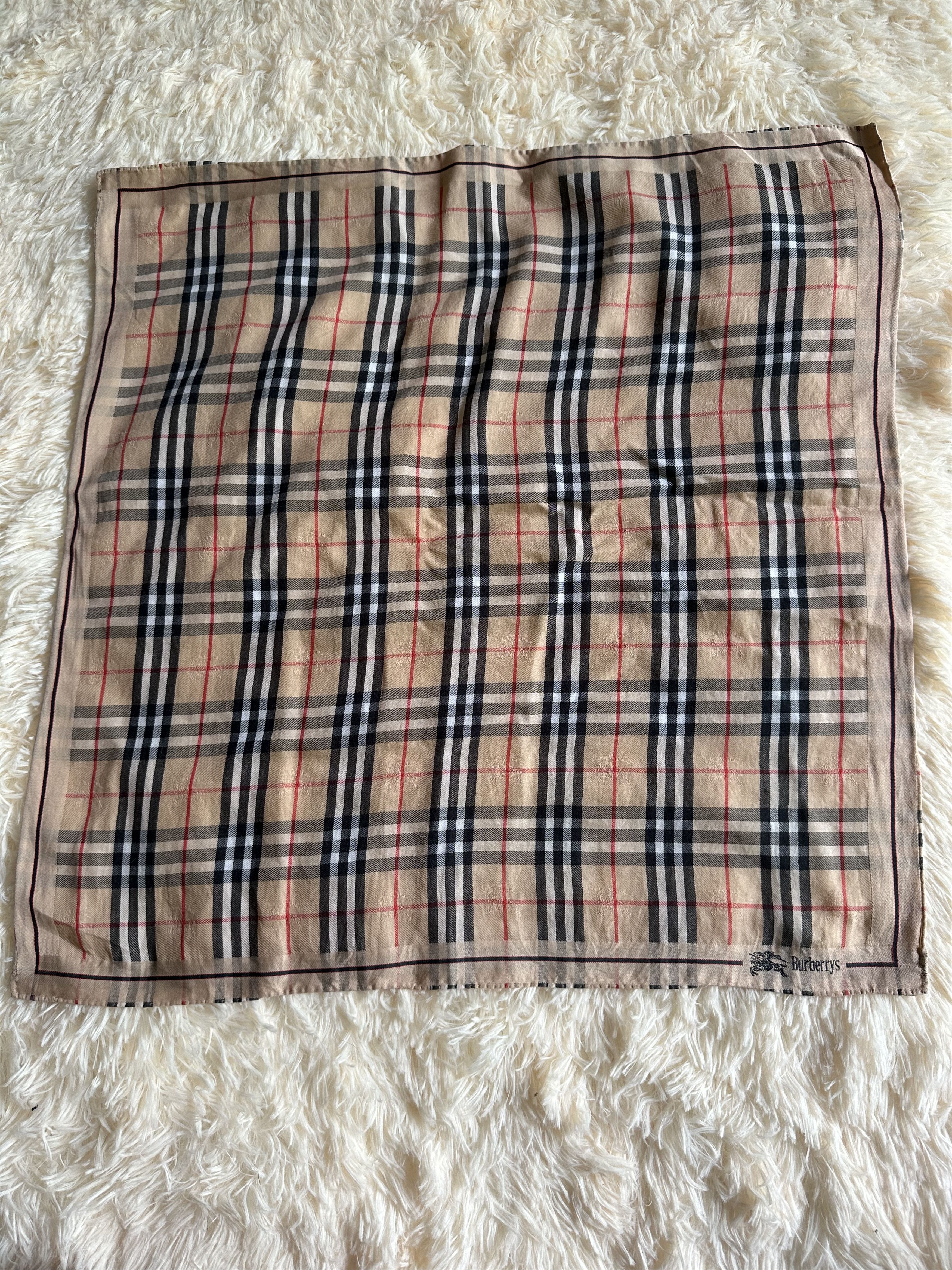 Burberry Vintage Lot Of 2 Handkerchief Burberry Scarf Sil Size ONE SIZE - 5 Thumbnail