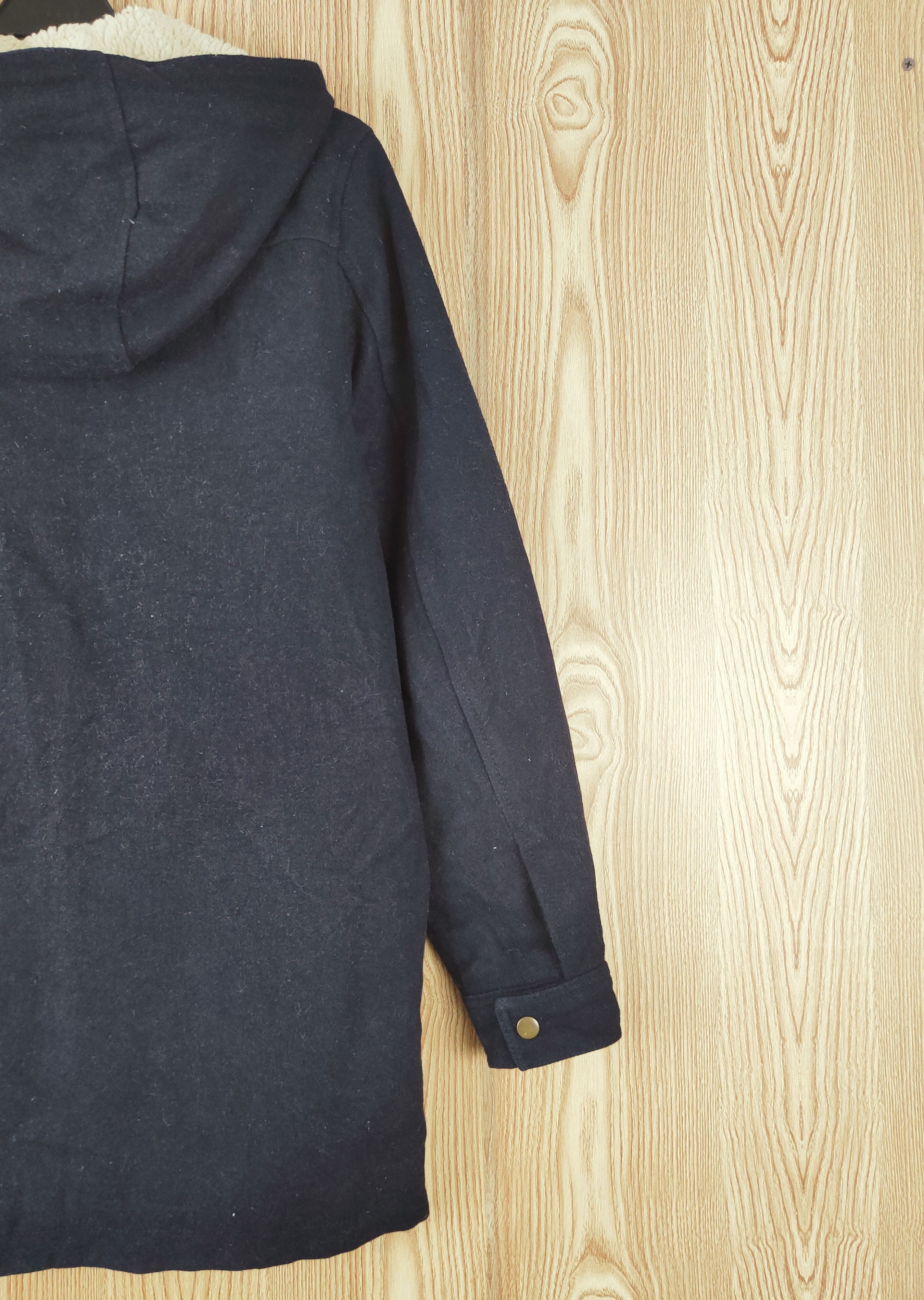 Old Navy × Vintage Vintage&rare design by Old Navy Dark Blue Wool Hoodie Coats Size US L / EU 52-54 / 3 - 9 Thumbnail