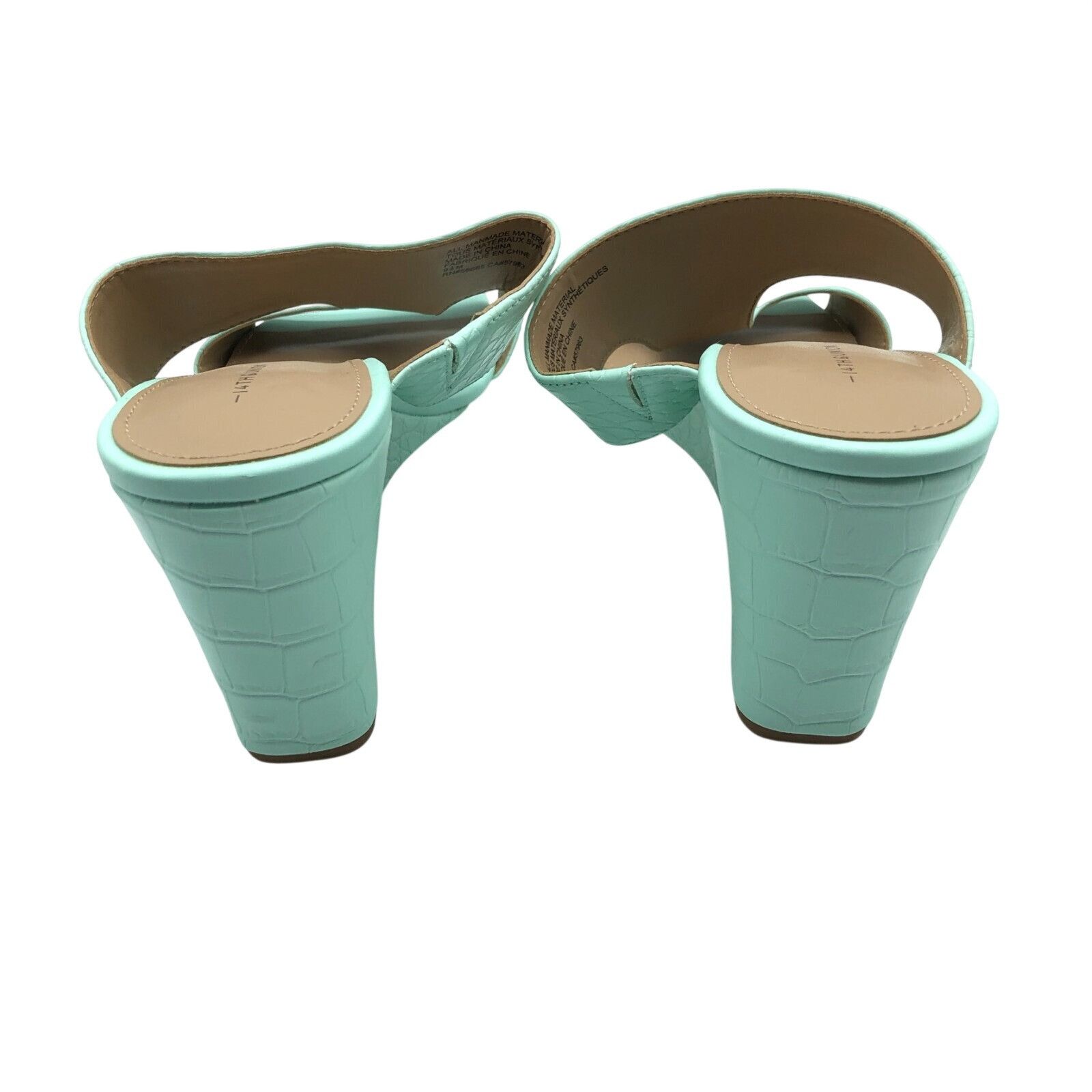 Nordstrom 14th & Union Sandals Wedge Heel Slip On Open Toe Faux Leathe Size US 9.5 / IT 39.5 - 3 Thumbnail