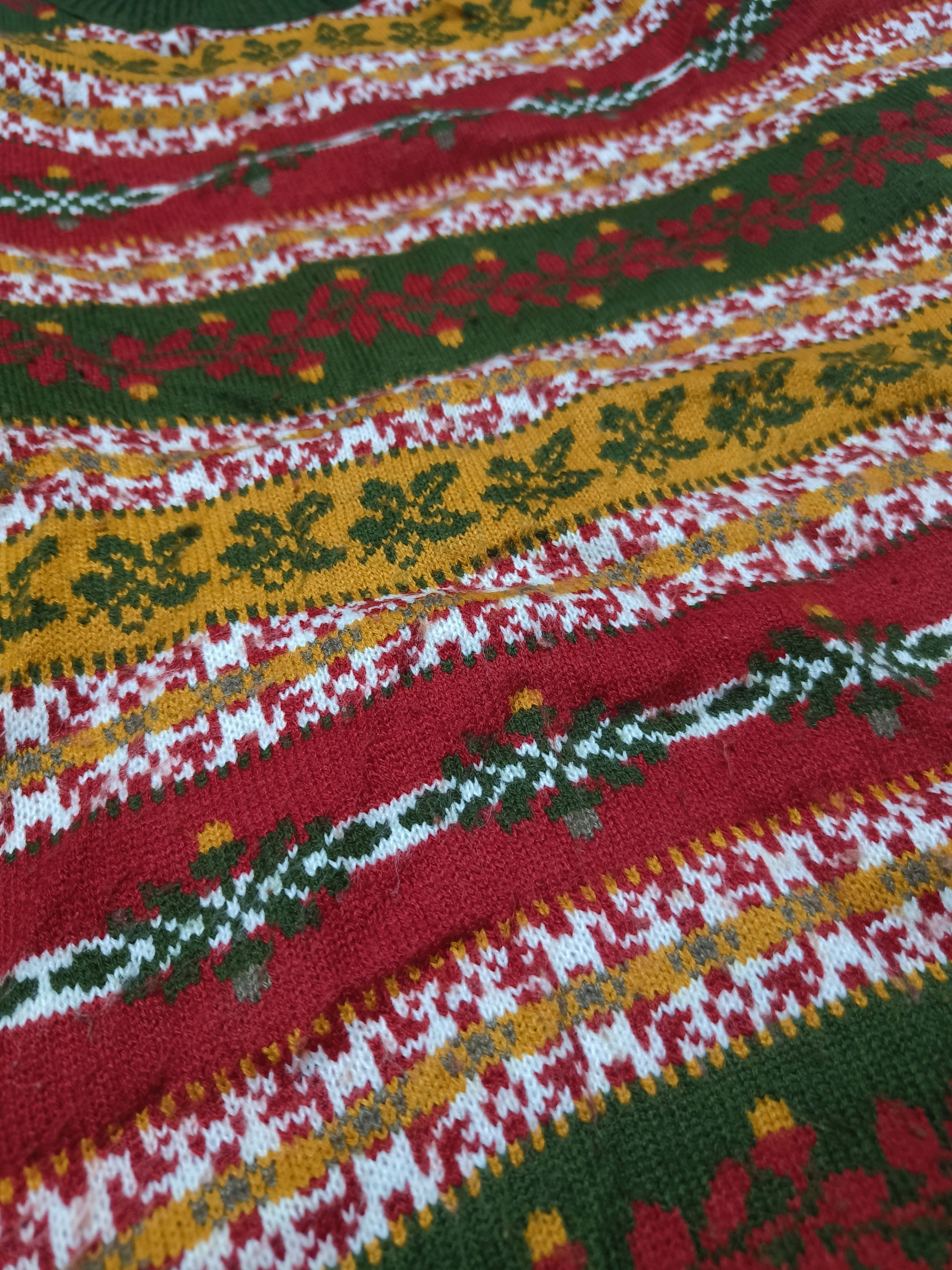 Other Vintage 80s Floral Striped Motifs Pattern Knit Wool Sweater Size US M / EU 48-50 / 2 - 7 Thumbnail