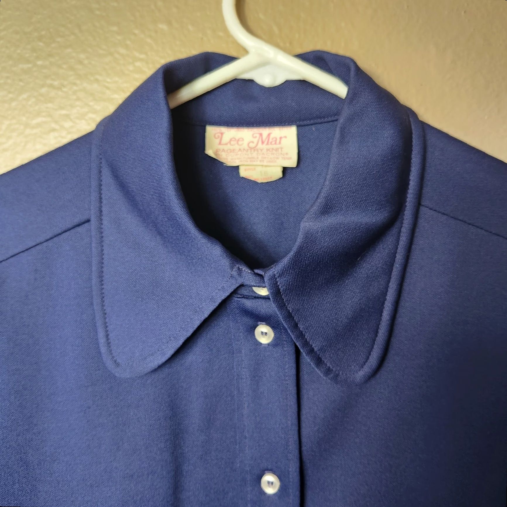 Lee VINTAGE Lee Mar Pageantry Knit Navy Long Sleeve Buttonfront Shirt-Size 18 Size XXL / US 16-18 / IT 52-54 - 3 Thumbnail