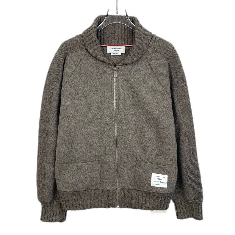 Thom Browne Thom Browne Gray wool blended alpaca knitted zipper jacket Size US S / EU 44-46 / 1 - 1 Thumbnail