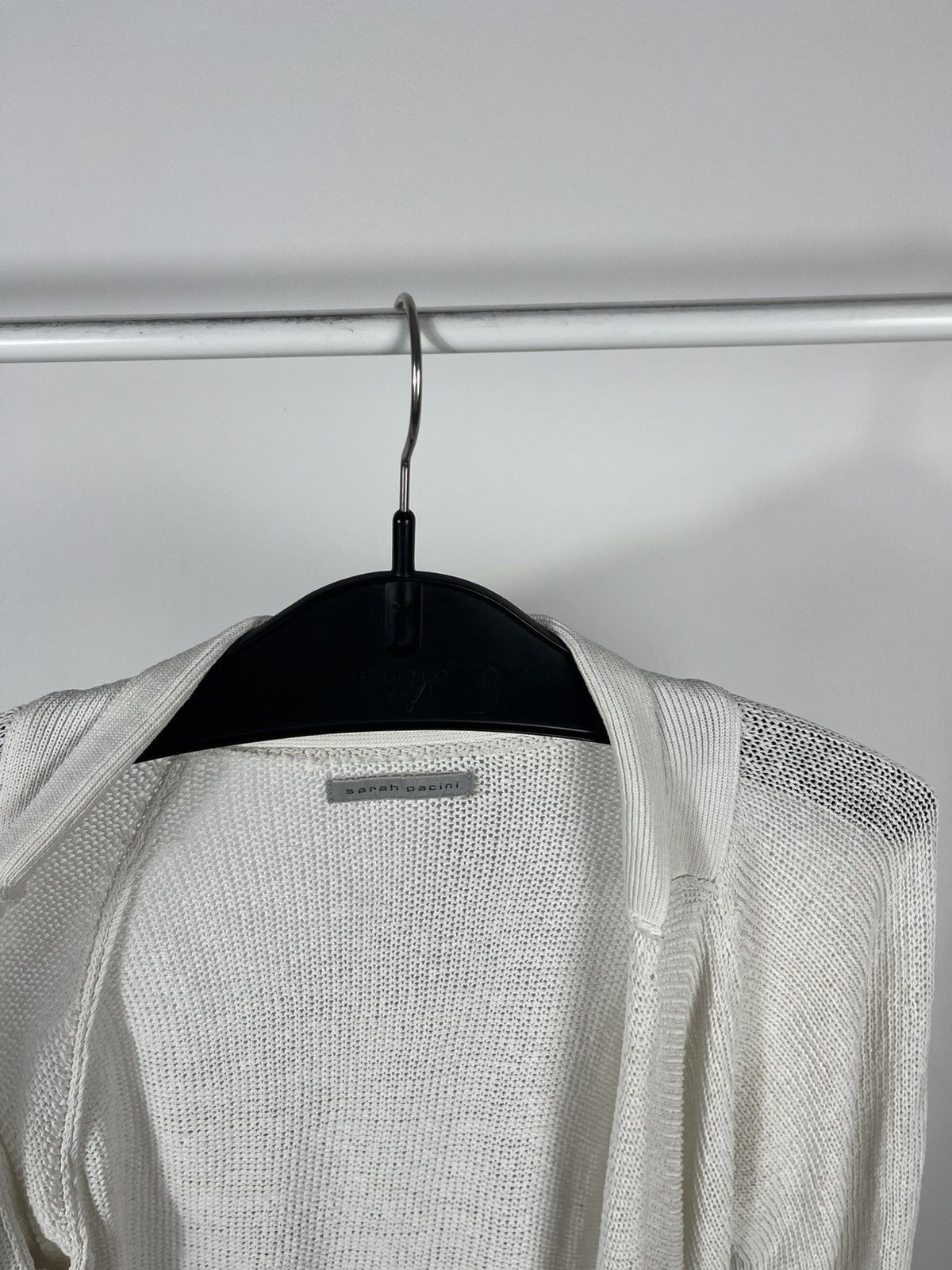 Sarah Pacini Sarah Pacini White Knit Open Cardigan Draped Long Sleeve Size S / US 4 / IT 40 - 12 Thumbnail