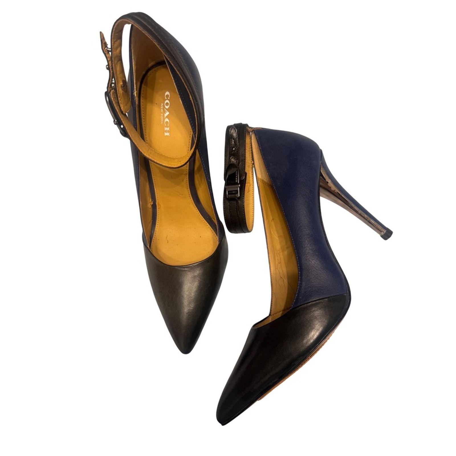 Coach Coach Leather Ankle Strap Heels Pointed Toe Block Heel Pumps Size US 8 / IT 38 - 1 Thumbnail